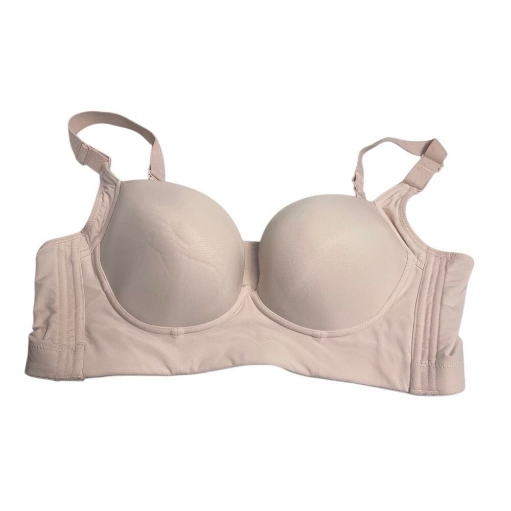 MASTECTOMY BRA Peach Inserts Nipple Indentation And Pockets Size 40 SEE DESCRIPT